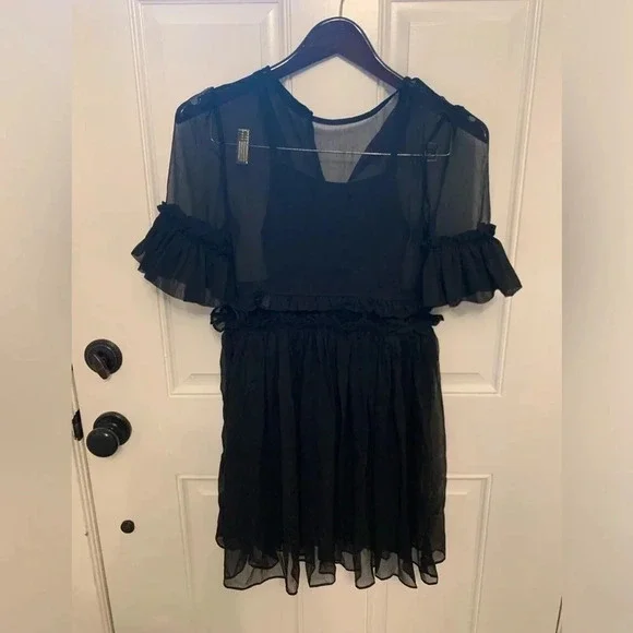 Endless Rose Black Chiffon Mini Dress Size XS NWT - Picture 2 of 7